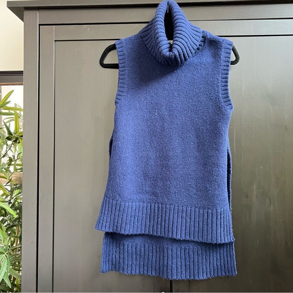 Madewell Royal Blue Sleeveless Turtleneck Wool Sweater Size XS